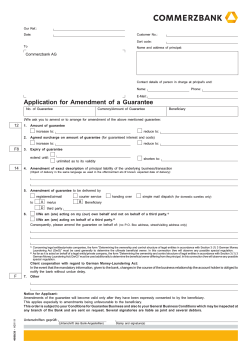 Application for Amendment of a Guarantee