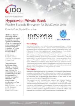 Hyposwiss Bank Gigabit DataCenter Link