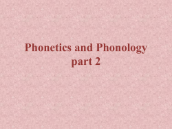 Phonetics and Phonology part 2