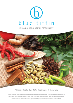 Restaurant Menu - The Blue Tiffin