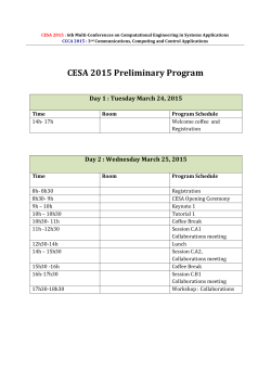 CESA 2015 Preliminary Program