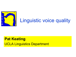 Linguistic voice quality - UCLA Department of Linguistics