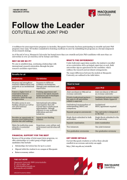 Cotutelle and Joint PhD Fact Sheet