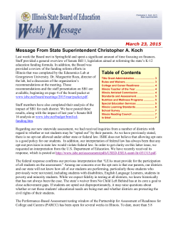 Illinois State Board of Education Weekly Message, March 23, 2015