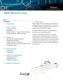 ACQUITY UPLC M-Class Columns Care and Use Manual