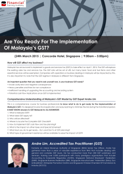 Are You Ready For The Implementation Of Malaysia`s GST?