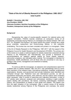 ���State of the Art of Obesity Research in the Philippines: 1981