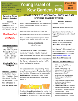 Weekly Announcements - Young Israel of Kew Gardens HIlls