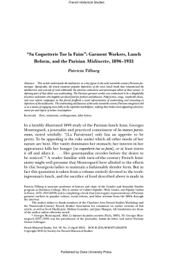 ���Sa Coquetterie Tue la Faim���: Garment Workers, Lunch Reform, and