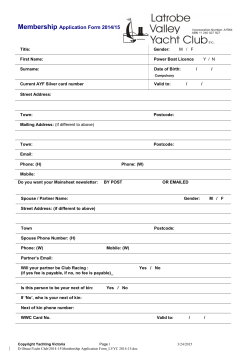Membership Application Form 2014/15