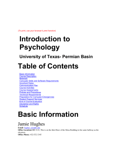 Introduction to Psychology Table of Contents Basic