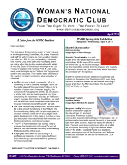 WNDC News ��� April 2015 - Woman`s National Democratic Club