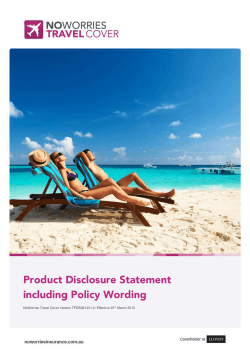 Travel Cover PDS - NoWorries Insurance