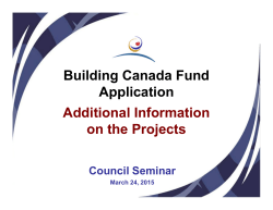 Building Canada Fund Application Additional