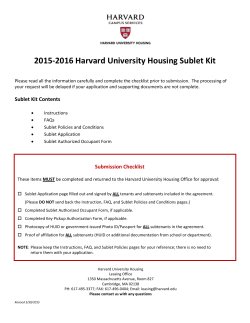 2015-2016 Harvard University Housing Sublet Kit