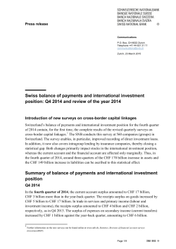 Swiss balance of payments and international investment position