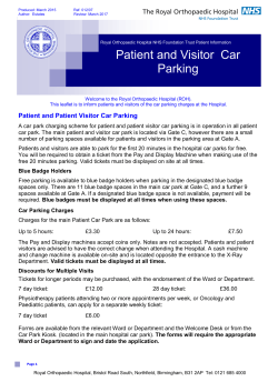 Patient and Visitor Car Parking - The Royal Orthopaedic Hospital