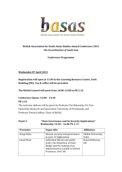 British Association for South Asian Studies Annual Conference 2015