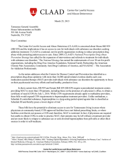 CLAAD Letter to Tennessee General Assembly