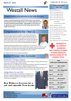 end of term 1 newsletter - Westall Secondary College