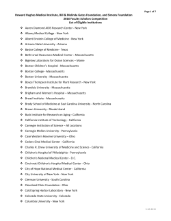 List of Eligible Institutions for 2016 Faculty Scholars Competition