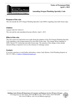 Notice of Permanent Rule April 1, 2015 Amending Oregon Plumbing