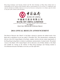 ������������������������������ BANK OF CHINA LIMITED