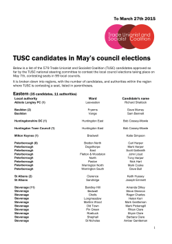 TUSC Council Candidates to 27 March 2015
