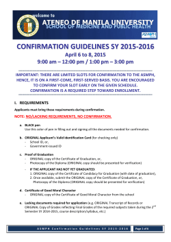 Confirmation Guidelines for SY 2015-2016