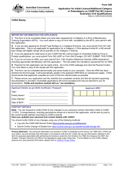 Form 540 Application for Initial Licence/Additional Category or