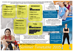 View the Fitness & Wellbeing Centre Timetable for April 2015