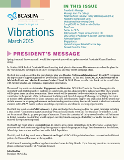Vibrations March 2015