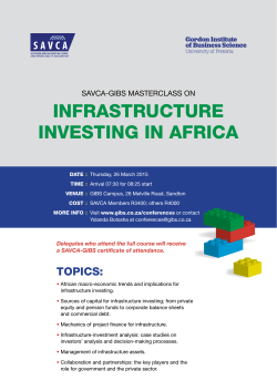 SAVCA-GIBS Infrastructure Investing in Africa programme as of 10