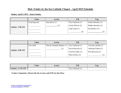 Ministry Schedule - Holy Redeemer by the Sea Catholic Parish