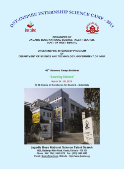 Learning Science - Jagadis Bose National Science Talent Search