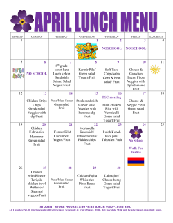 Lunch Menu - Chamlian Armenian School