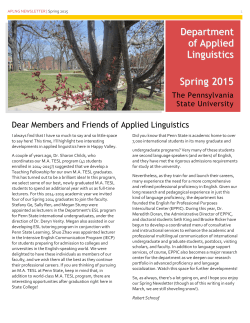 Spring 2015 APLNG Newsletter - Department of Applied Linguistics