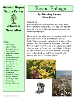 Volunteer Newsletter - Armand Bayou Nature Center Volunteers