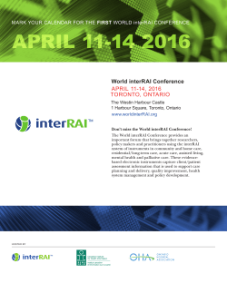 Save the Date Flyer - 2016 World interRAI Conference
