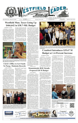 Westfield Leader March 26, 2015: Local News & Budgets