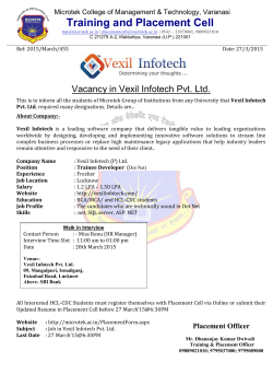 Vacancy in Vexil Infotech Pvt. Ltd.