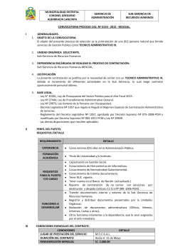 CONVOCATORIA PROCESO CAS. Nº 0154 - 2015