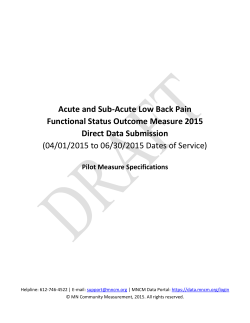 Acute and Sub-Acute Low Back Pain Functional Status Outcome