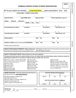 Student Registration Form - Ferndale Unified School District