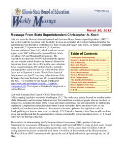 Illinois State Board of Education Weekly Message, March 30, 2015
