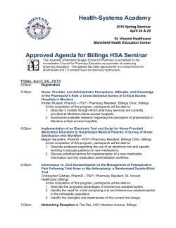 Billings Agenda - Montana Pharmacy Association