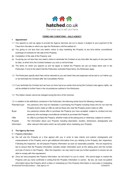 TERMS AND CONDITIONS – SALE AGENCY 1