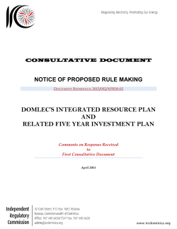 DOMLEC`S INTEGRATED RESOURCE PLAN AND RELATED
