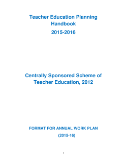 Teacher Education Planning Handbook 2015
