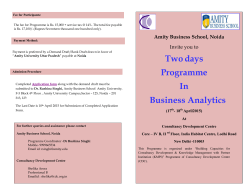 Two days Programme in Business Analytics( Last date : 10 April 2015)